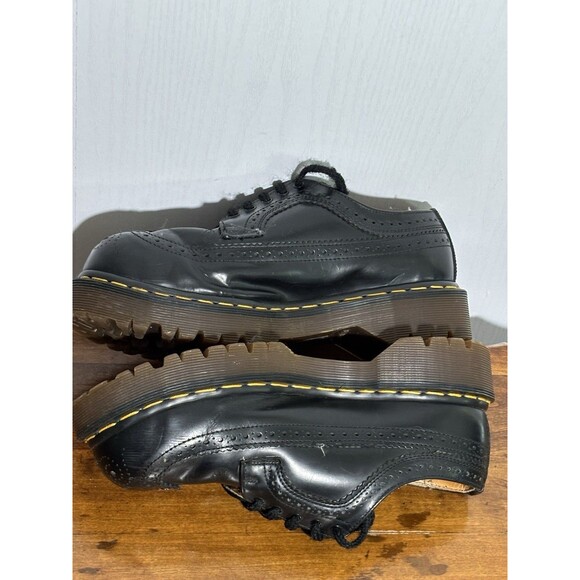 Dr Martens Brogue Wingtip Shoes Black Mens 7 Womens 8 Black England 90s Lug Sole - Picture 10 of 16